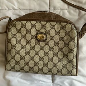 Gucci Beige and Brown GG Crossbody Bag